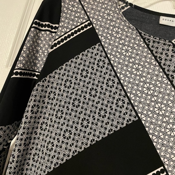 Susan Graver Geometric Print Asymmetric Blouse - Picture 7 of 14